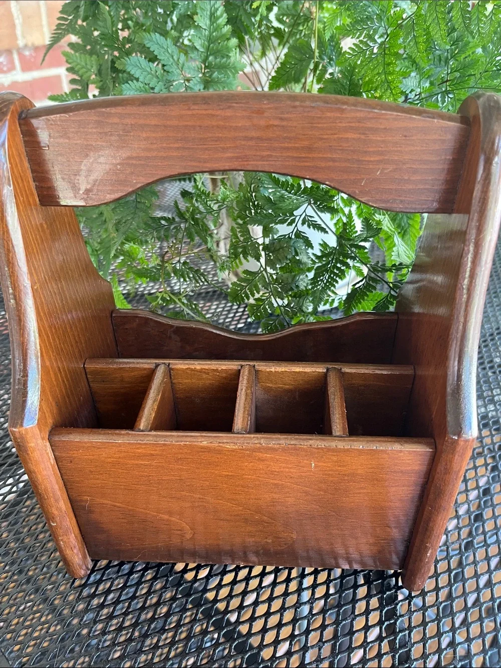 Vintage Cornwall Wood Napkin Holder Utensil Caddy MCM Cottagecore Boho